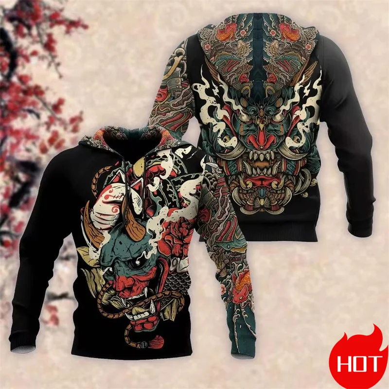 

Harajuku 3D Japanese Samurai Warrior Printed New In Hoodies & Sweatshirts Kid Cool Streetwear Hooded Hoody Fashion Mens Clothing