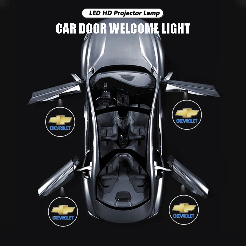 Porta do carro sem fio luz de boas-vindas led hd projetor lâmpada decoração para chevrolet trax camaro aveo cruze sonic silverado captiva