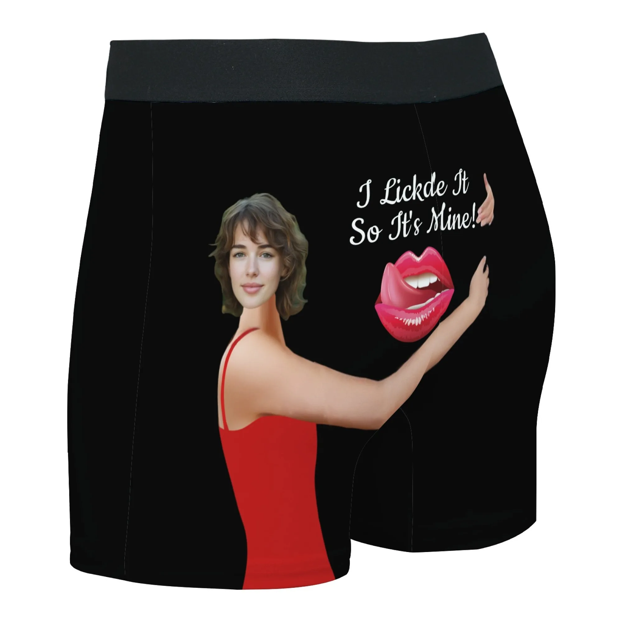 هدية مثيرة مخصصة الوجه الرجال الملاكم ملخصات فستان أحمر الوردي اللسان النص طباعة رومانسية الحلو عيد الحب هدية للذكرى السنوية #3