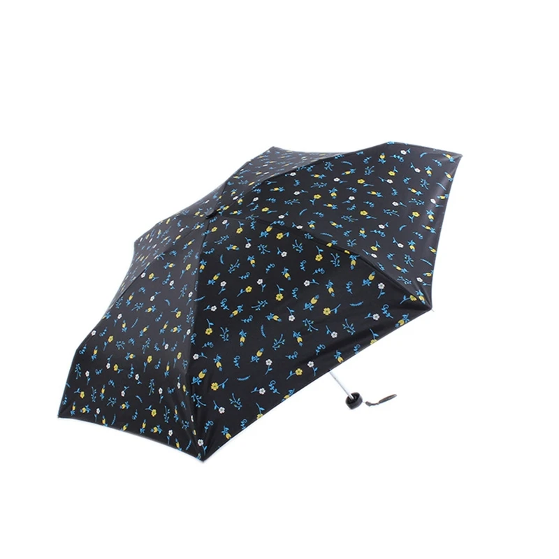 Flower UV Fresh Small Flowers Pattern 5-Folding Rainy Mini Pocket Umbrella For Women Anti-UV Small Parasol Umbrellas