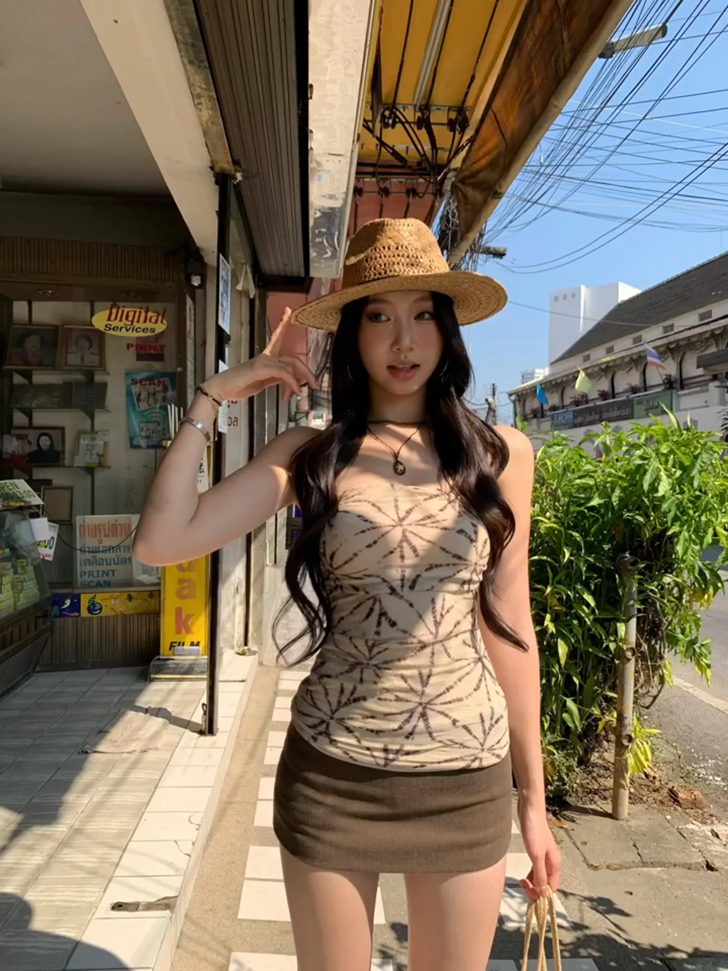 

plus Size Lace Mesh Print Crop Top And Skirt Set Women's Fashionable Spring Summer Low Waist Ultra Short Half Body Skirt