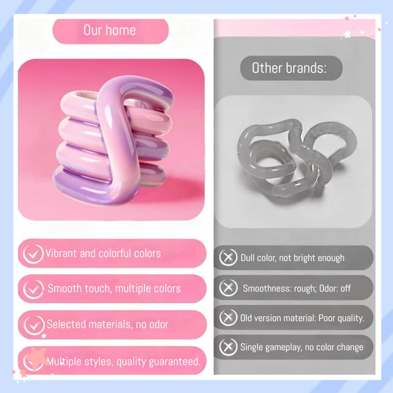 Unkont Tangle Twist Toy Temperature Sensitive Color Changing Silent Stress Relief Bendable Decompression Fidget Toy For Adult