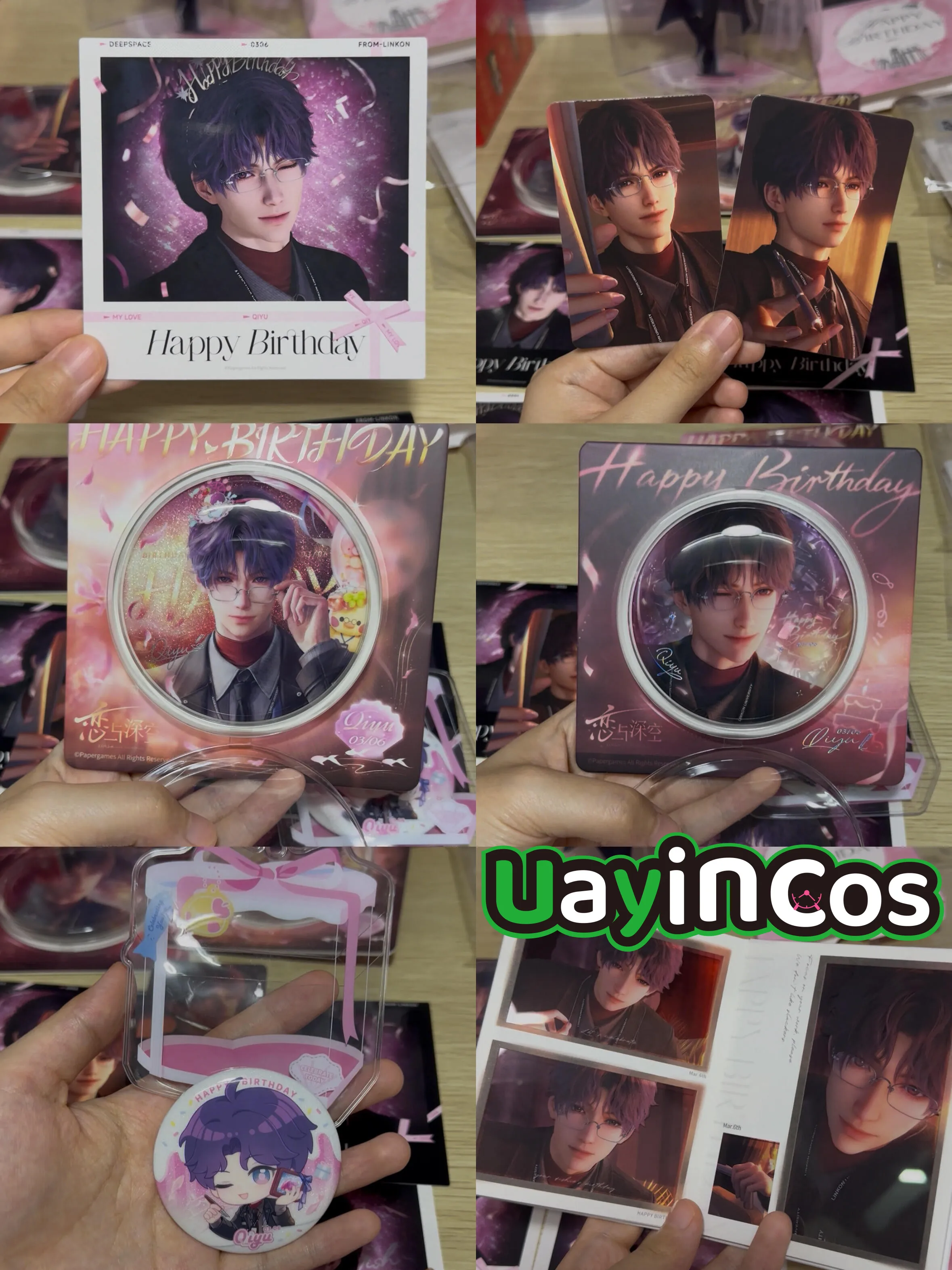 In Stock Official Love and Deepspace Rafayel 2026 Birthday Badge Stand Photo Card Set Ornament Duskbright Steps Series Anime Ga
