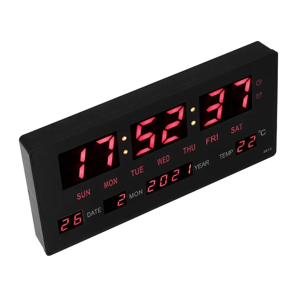 LED Digital Wall Clock Large Screen Accurate Timekeeping Digital Hanging Clock Calendar Temperature Display