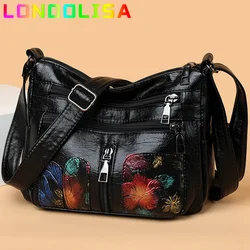 Fashion Female Crossbody Bag Women Embroidery Style PU Messenger Bags Luxury Designer Fall Winter Ladies Casual Shoulder Purse