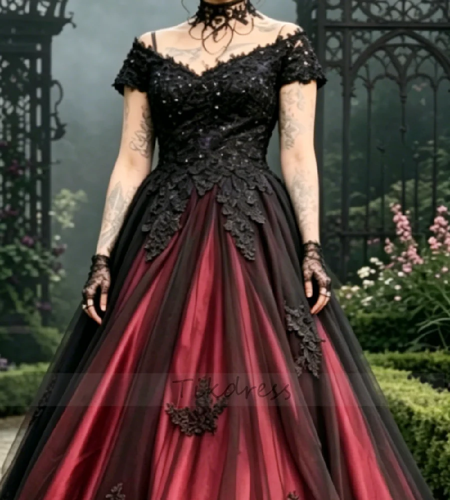 Retro Black Purple Gothic Wedding Dress Off Shouldfers Lace Vampire Halloween Bridal Gowns 2026 Plus Size Garden Courthouse