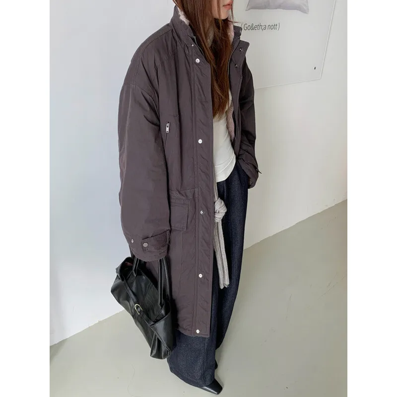 YERMORA Women's Reversible Drawstring Waist Thick Trench Lapel Long Sleeve Loose New Windbreaker Fashion Tide Autumn Winter 2025