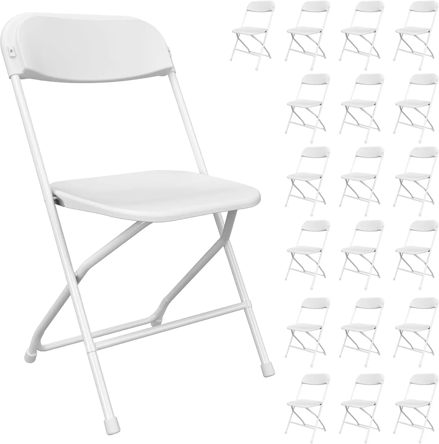 20 Pack Plastic Folding Chairs White，Lightweight Folding Chair, Stackable Commercial Seats with Steel Frame for Office Wedding P