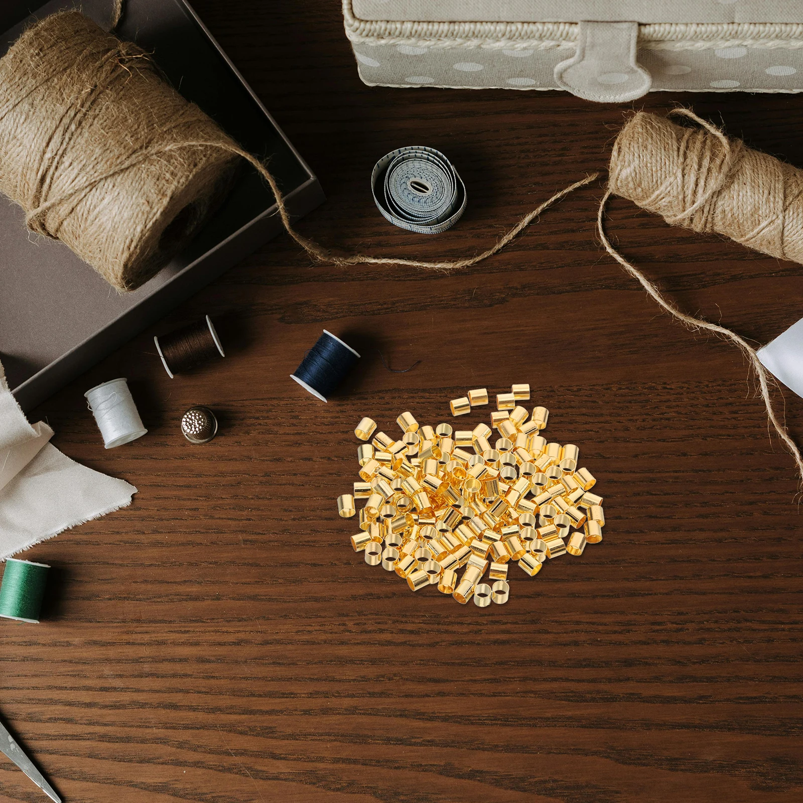 

500pcs Copper Positioning Tubes Crimp Beads for Necklace Bracelet Earring DIY Jewelry Making Metal Spacers Cord End Caps
