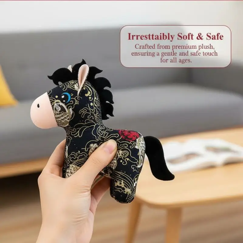 

1Pcs 15/20cm National Style Flower Cloth Horse Doll Toy New Year Mascot Horse Plush Keycahin Bag Decoration Festival Gifts