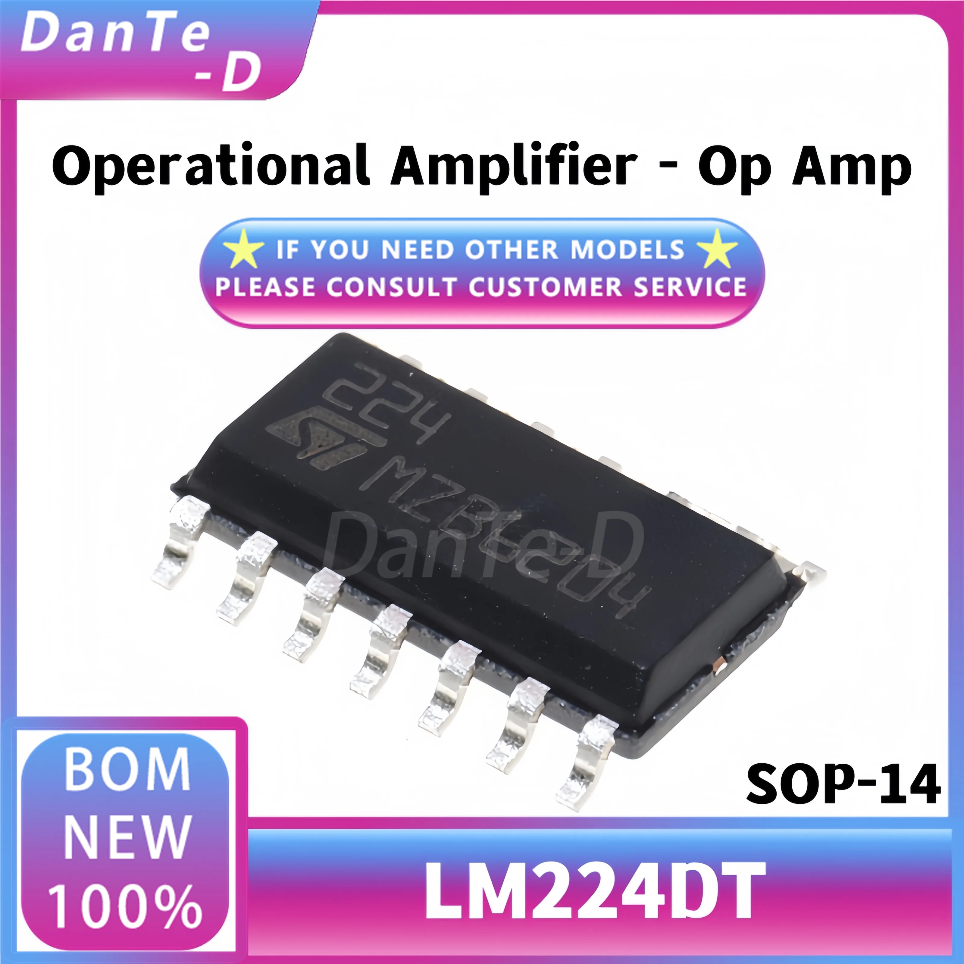 10pcs LM224DT SOIC-14 Low Power Quad Channel Operational Amplifier IC Original