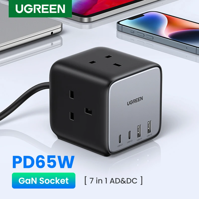 UGREEN 65W GaN Charger Desktop Charging Station USB C Power Strip Fast Charger for Laptop Macbook iPhone 17 16 Android Phone