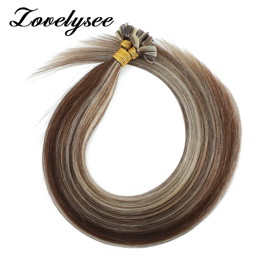 Pré ligado v ponta extensões de cabelo humano em linha reta queratina extensão do cabelo 0.8g/strand fusão natural cabelo remy real para salão de beleza