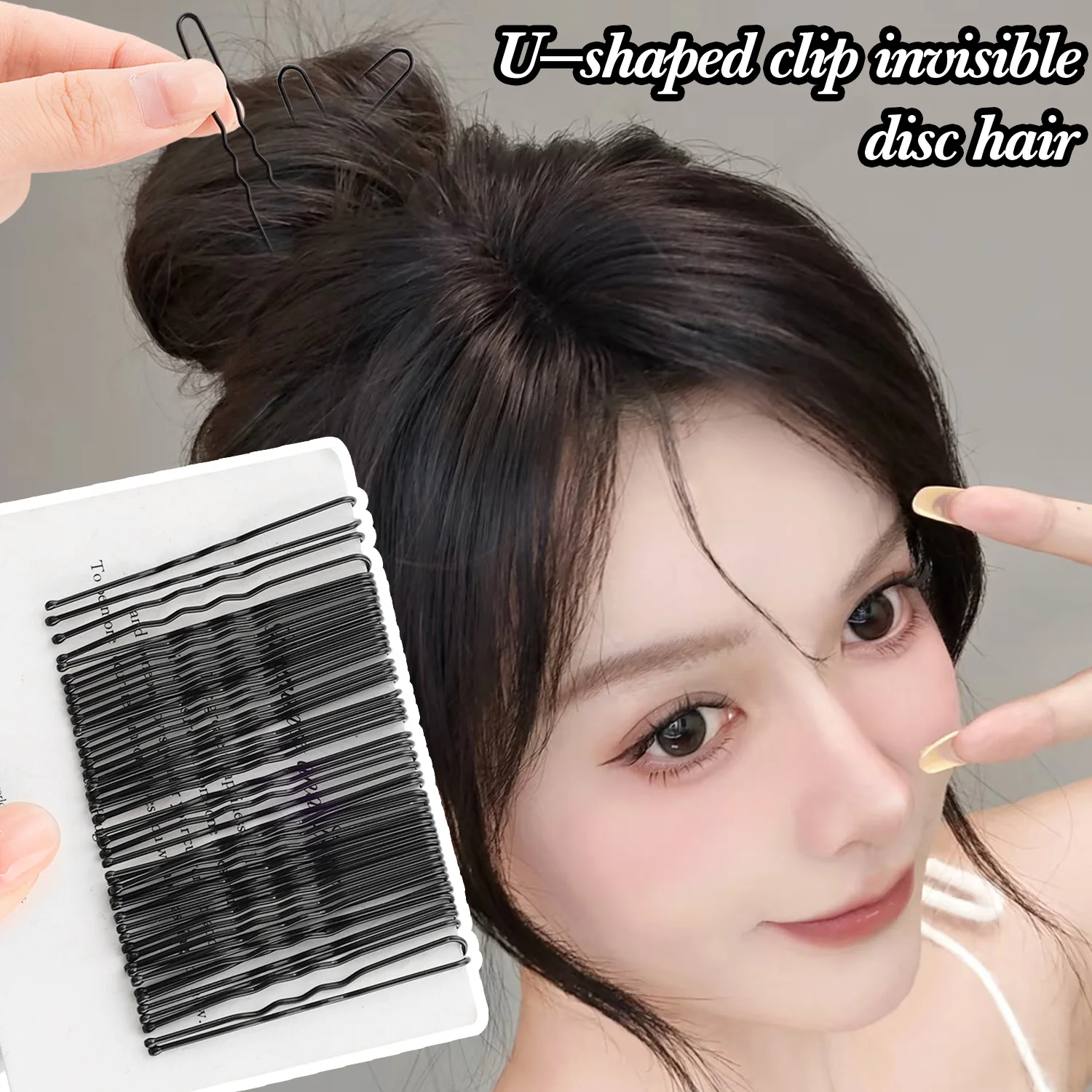 5/6/7cm Schwarze Wellenförmige U-förmige Haarnadeln, Unsichtbare Metall-Haarspangen, Styling-Haaraccessoires für Frauen – Detail 3
