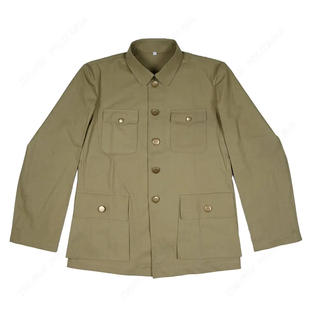 WW2 CHINA KMT MEN  UNIFORM TYPE  CHINESE SUIT  SOLIDER JACKET ANTI - JAPANESE GRASS GREEN JACKET COPY FILM EXPORT PURE COTTON  C