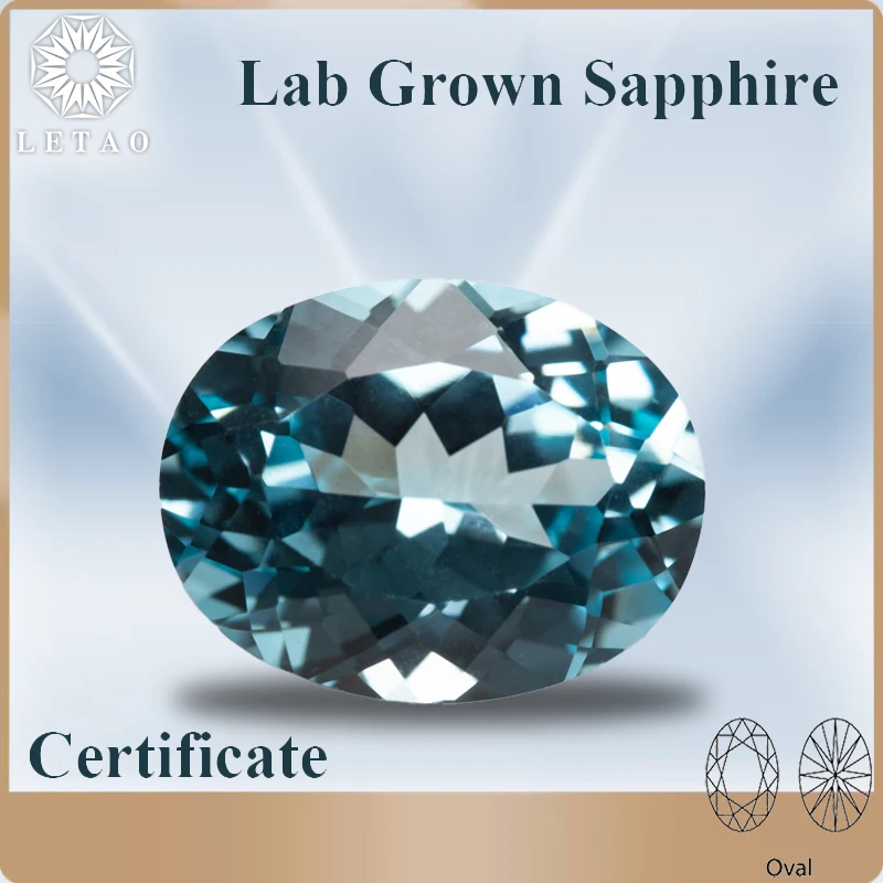 

Lab Grown Sapphire Oval Cut Aquamarine Color Top Quality Pendant Gemstones for Charms Jewelry Making Selectable AGL Certificate