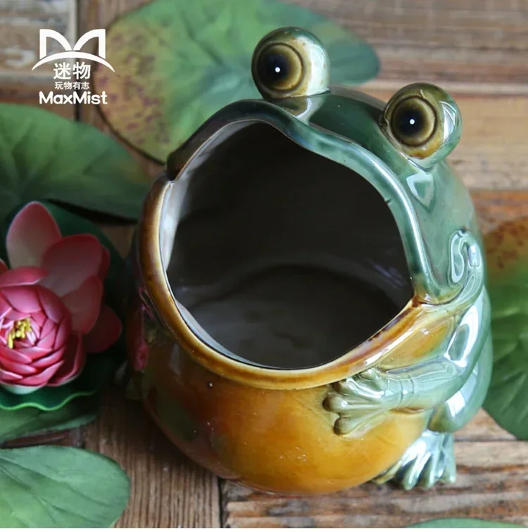 Fat Frog with Big Mouth Creative Penholder Home Living Room Desktop Ornaments Ceramic Animal Crafts  Children's Gifts