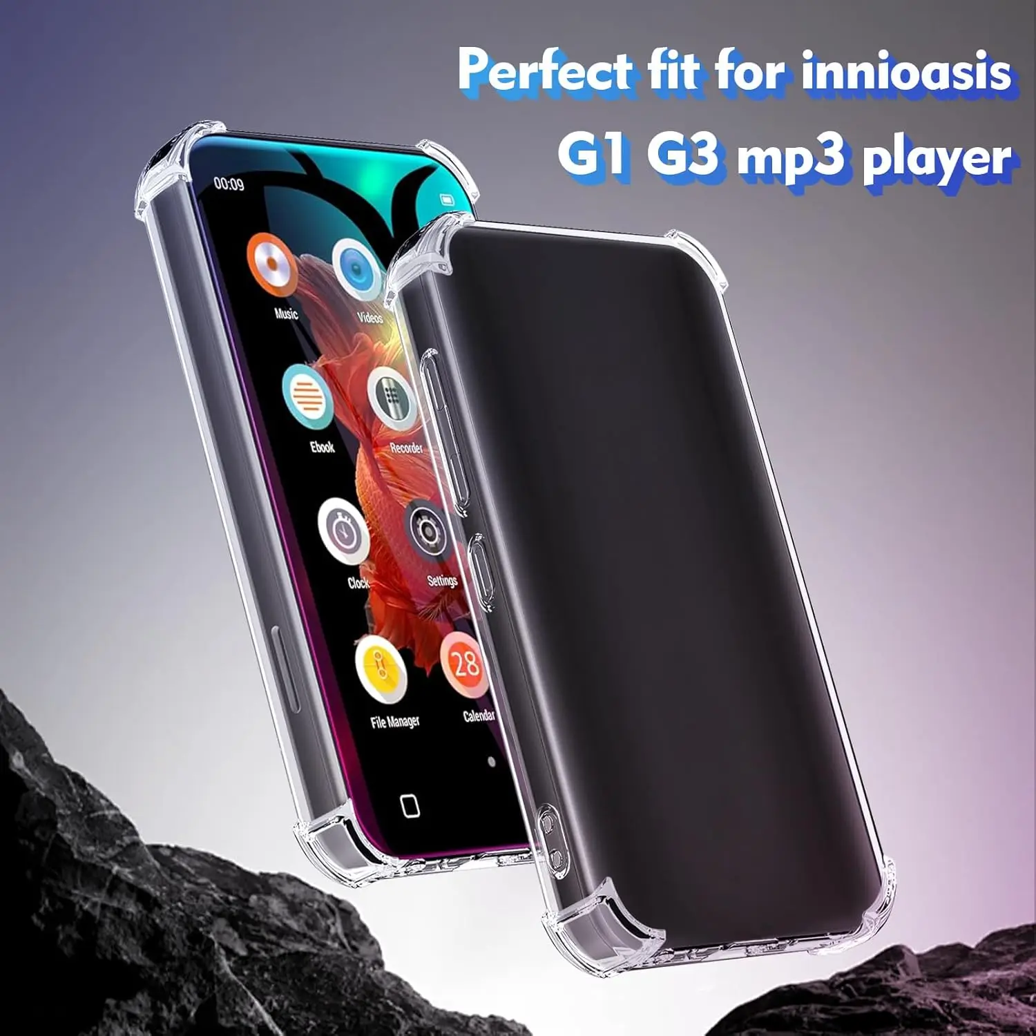 Innioasis G1 G3 Mp3 플레이어 케이스용, 투명 긁힘 방지 충격 흡수 4.0인치 크리스탈 클리어