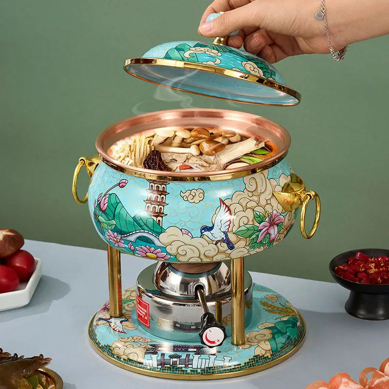 Single inflatable small pot Self-service seafood copper pot Small household
