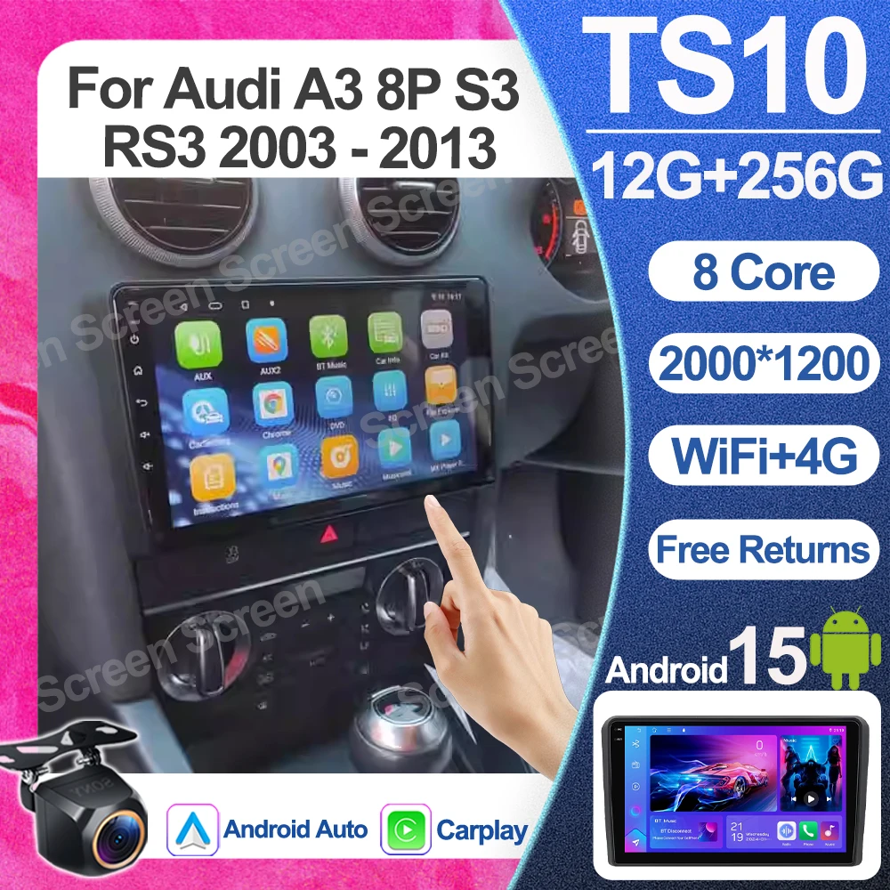 

Автомагнитола Android 16 для Audi A3 8P S3 RS3 2003-2013, 2 DIN, GPS-навигатор, RDS, Wi-Fi, Bluetooth, DSP, мультимедиа, воспроизведение видео