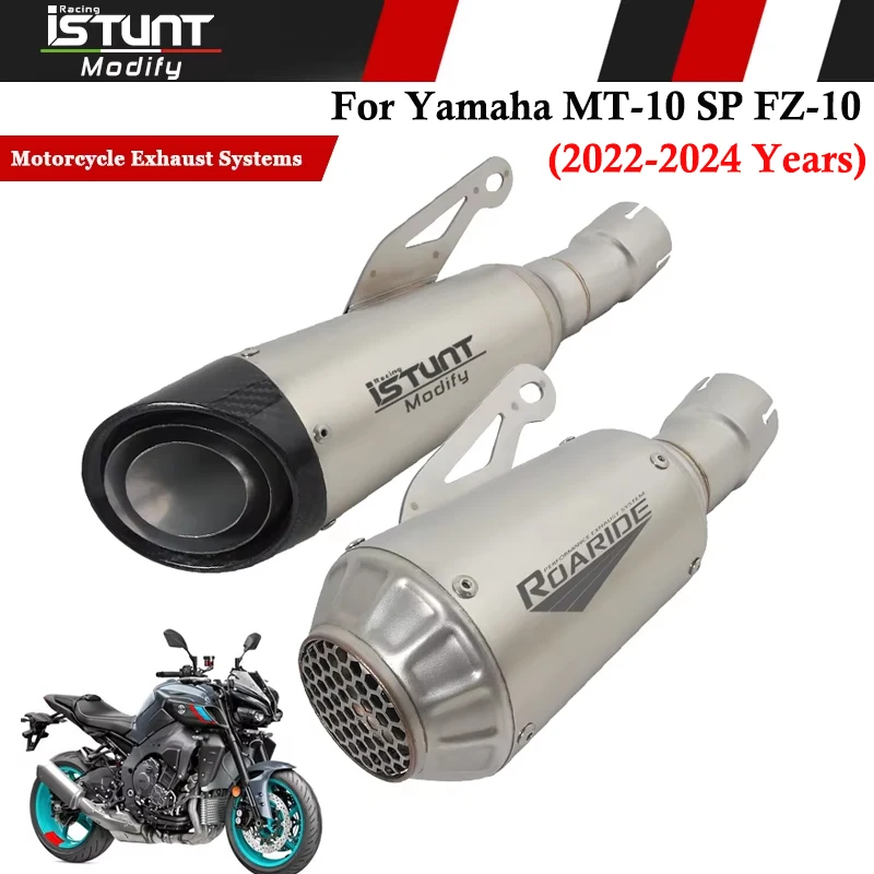 Motorcycle Exhaust Escape Systems For Yamaha MT10 MT-10 SP FZ10 FZ-10 2022 2023 Modify Link Pipe Carbon Fiber Muffler With Mesh