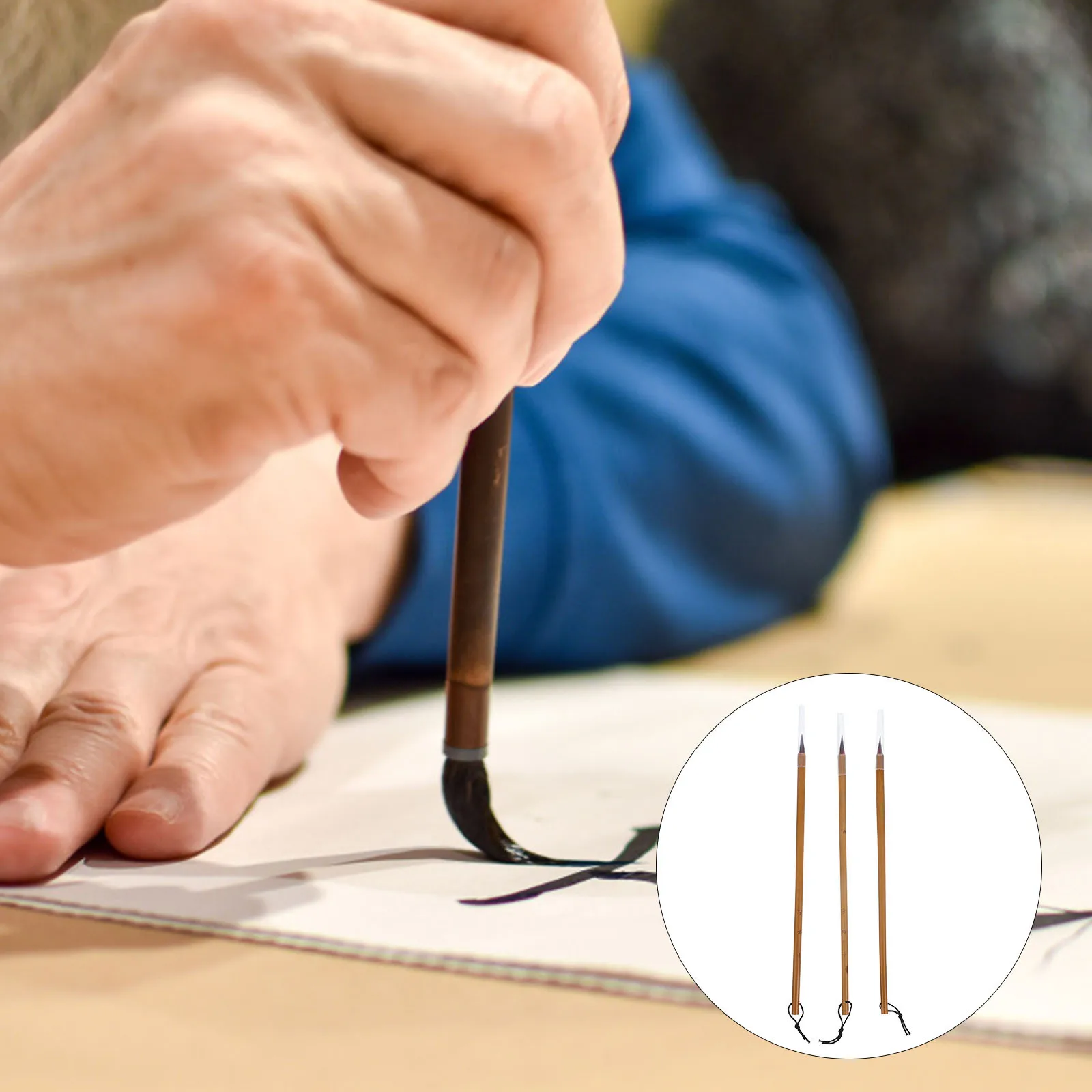 

3Pcs Chinese Calligraphy Brushes Lightweight Long Service Time for Traditional Calligraphy Landscape Drawing Writing Brush