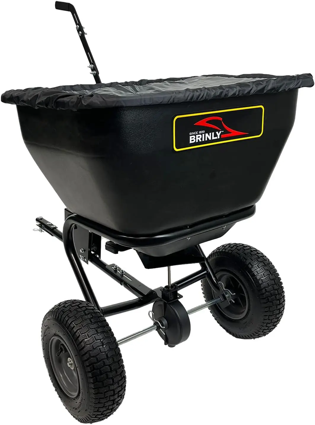 Bs361Bh-A Deluxe Tow Behind Broadcast Spreader With Extended Easy-Reach Handle And Weatherproof Cover, 175 Lb.