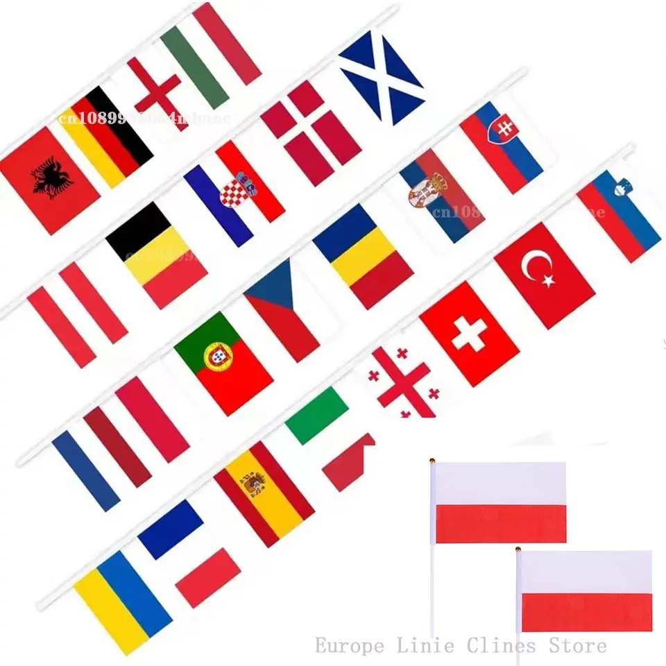 8L Europe 2024 polska 8 linii poland Flags Clines 14*21cm Netherlands Germany UK Ireland Slovakia Switzerland Oscams Flags