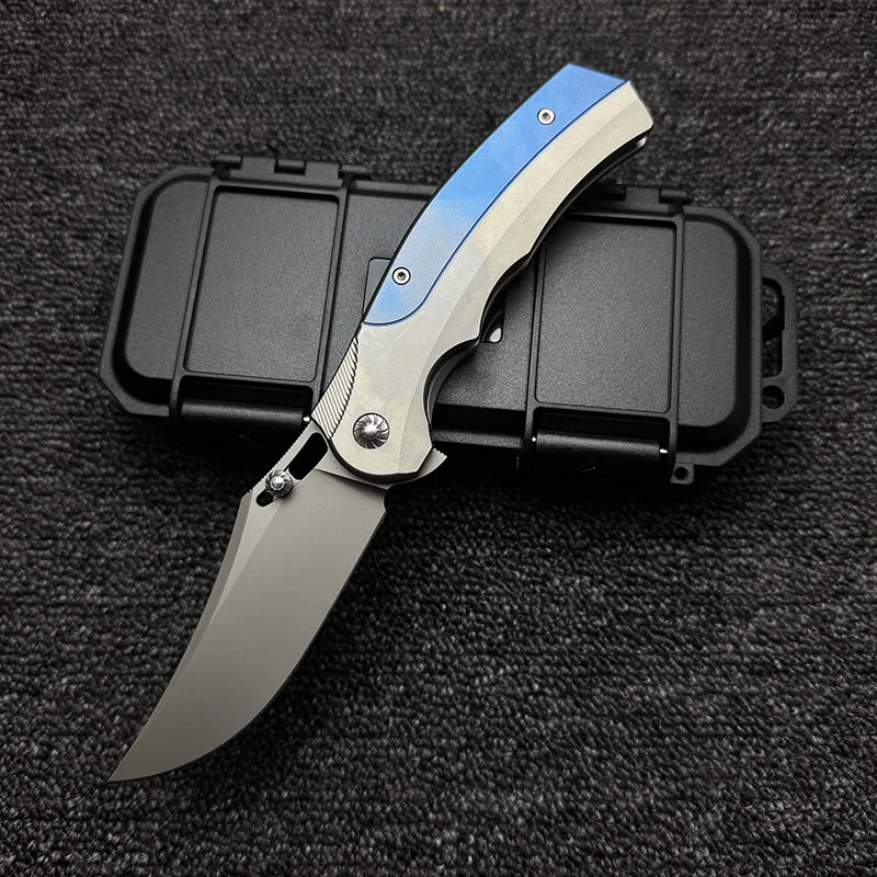 LEMIFSHE F05 RattleSnake titanium handle m390 blade folding knife EDC tool camping hunting outdoor practical knife - view 2