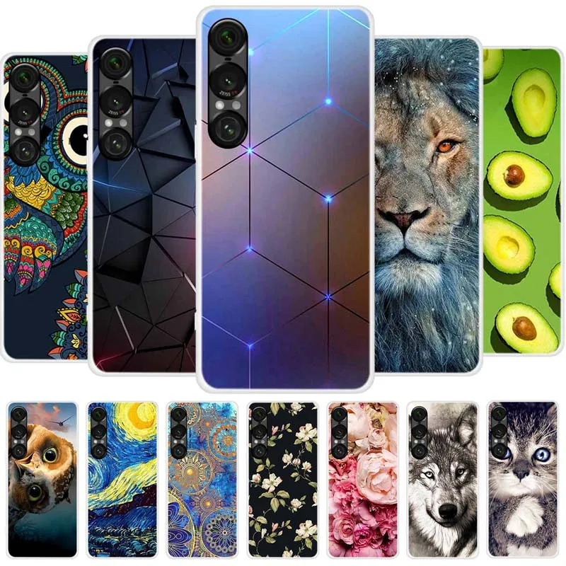 Para sony xperia 1 vii 5g caso animais macio silicone tpu casos de telefone capa traseira para sony xperia1 vii leão claro capa protetora