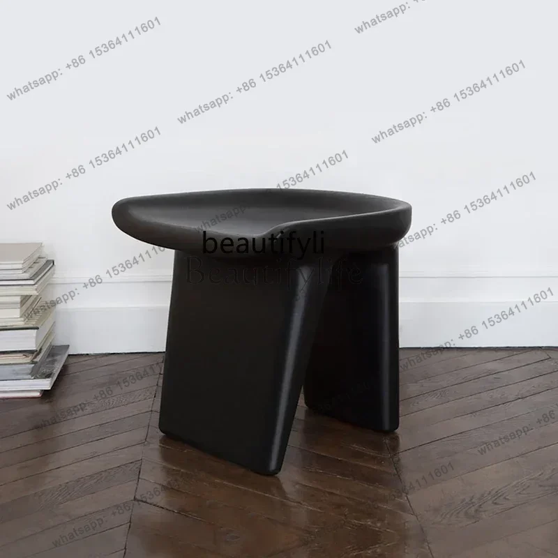 

French retro medieval style solid wood edge few living room sofa corner few wabi wind stool art small coffee table