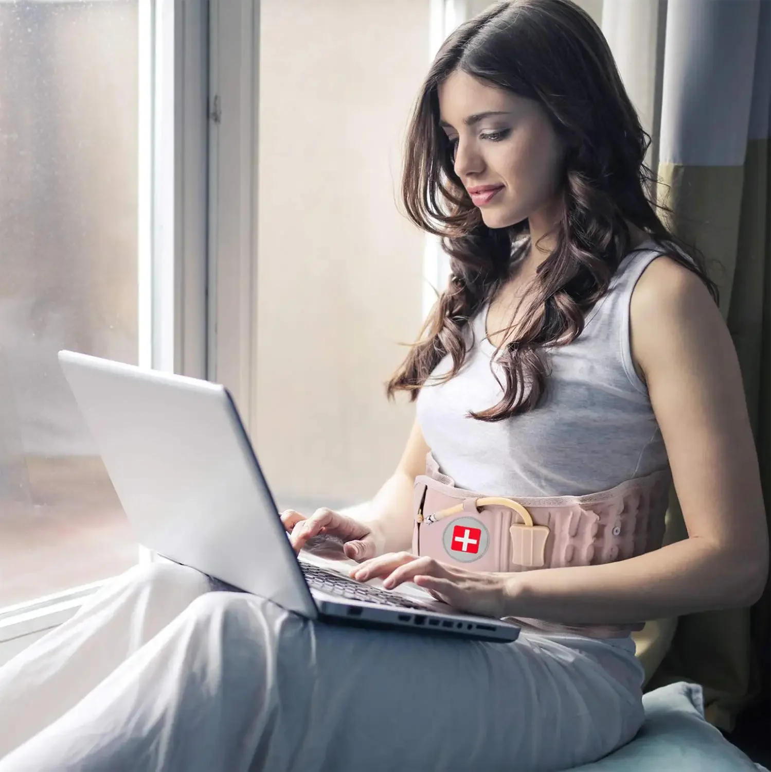 

Decompression Lumbar Support Belt Waist Air Traction Brace Spinal Back Relief Belt Backach Pain Release Massager Unisex