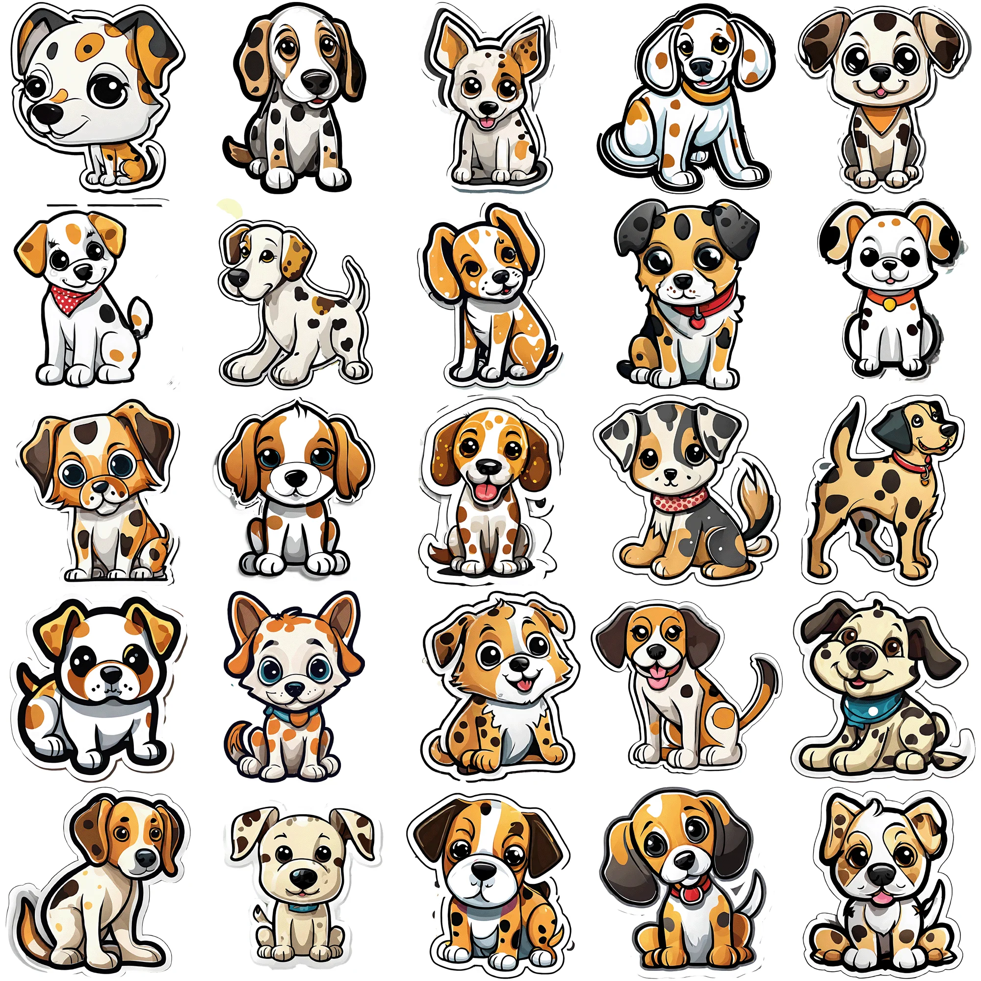 50 pieces of cute cartoon spotted dog stickers