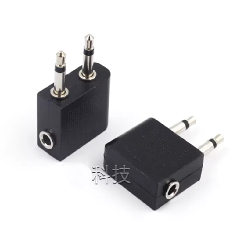 Airplane aviation headset plug female jack 2-in-1 adapter dual 3.5mm male to female audio converter