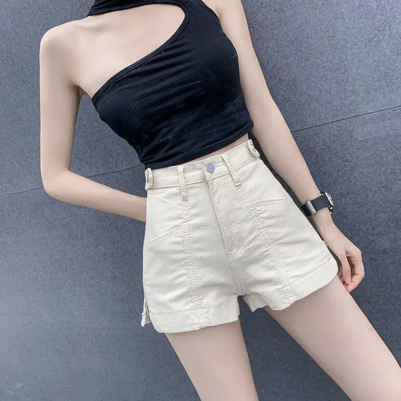 2025 High Waist Slimming Denim Shorts Summer Zipper New Korean Style Loose Pants Hot Shorts Thin