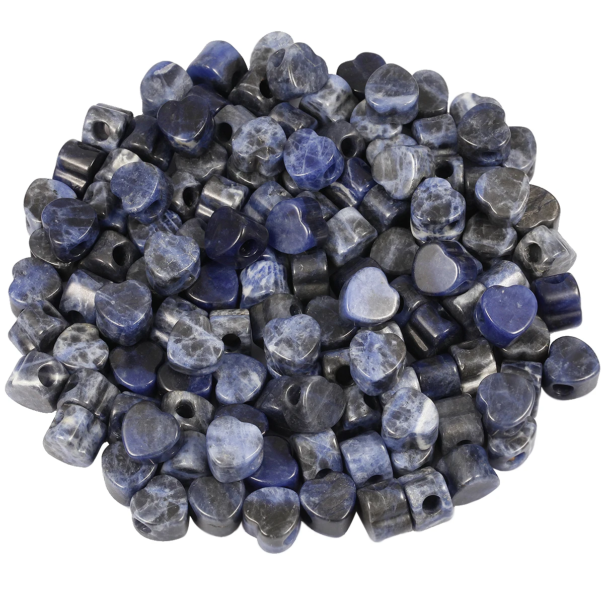 

TUMBEELLUWA 5pcs Natural Sodalite Stone Heart Shape Loose Charms Big Hole Beads For Making Jewelry Bracelet Accessory 14x14mm