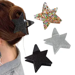 2024 New Sweet Cool Spicy Girl Geometric Pentagonal Sequins Fashion Claw Clip Women's Shark Clip Star Resin Hair Clip