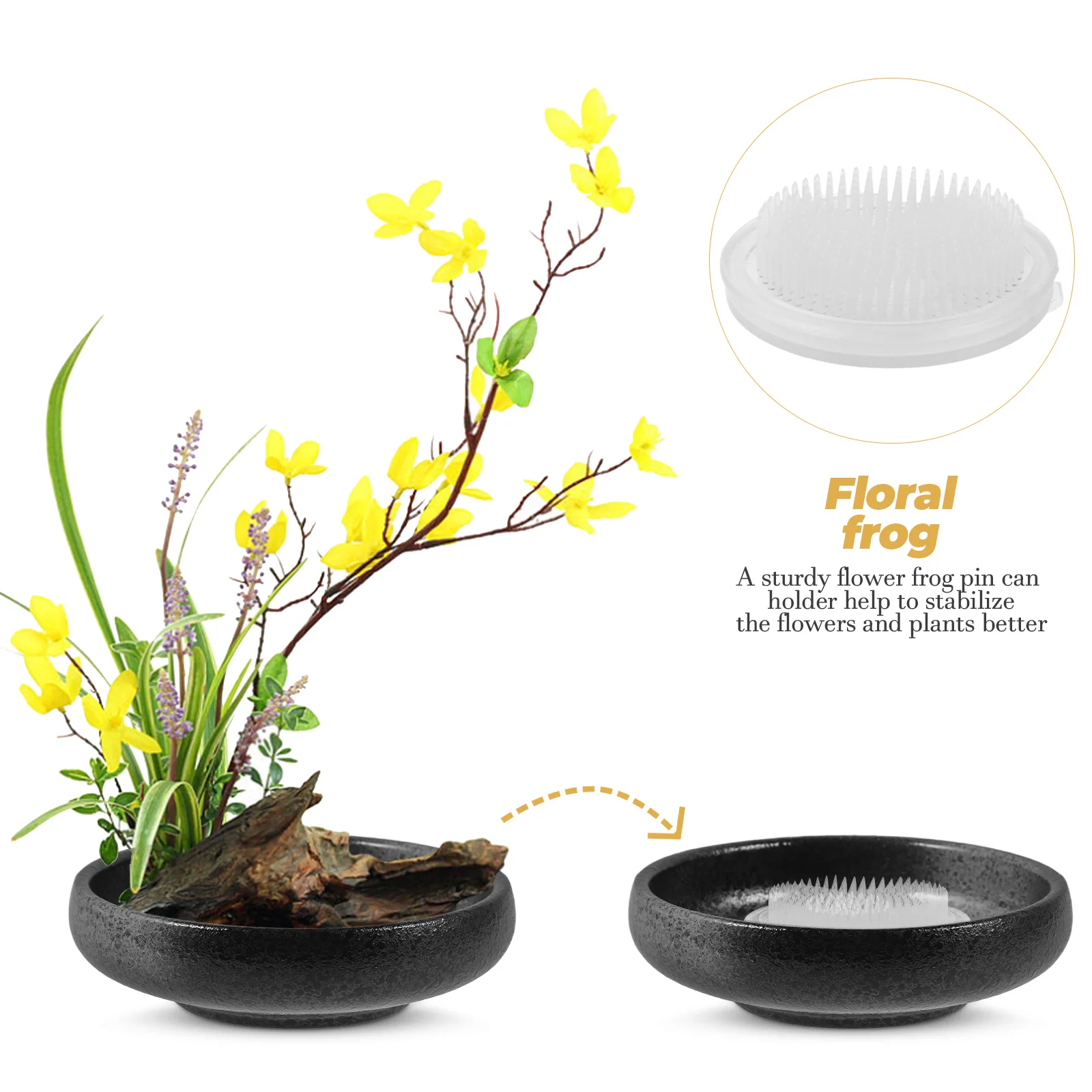 

Plastic Transparent Flower Frog Pin Holder with Long Pins for Stable Fixation Suitable for Flower Arrangement Supplies