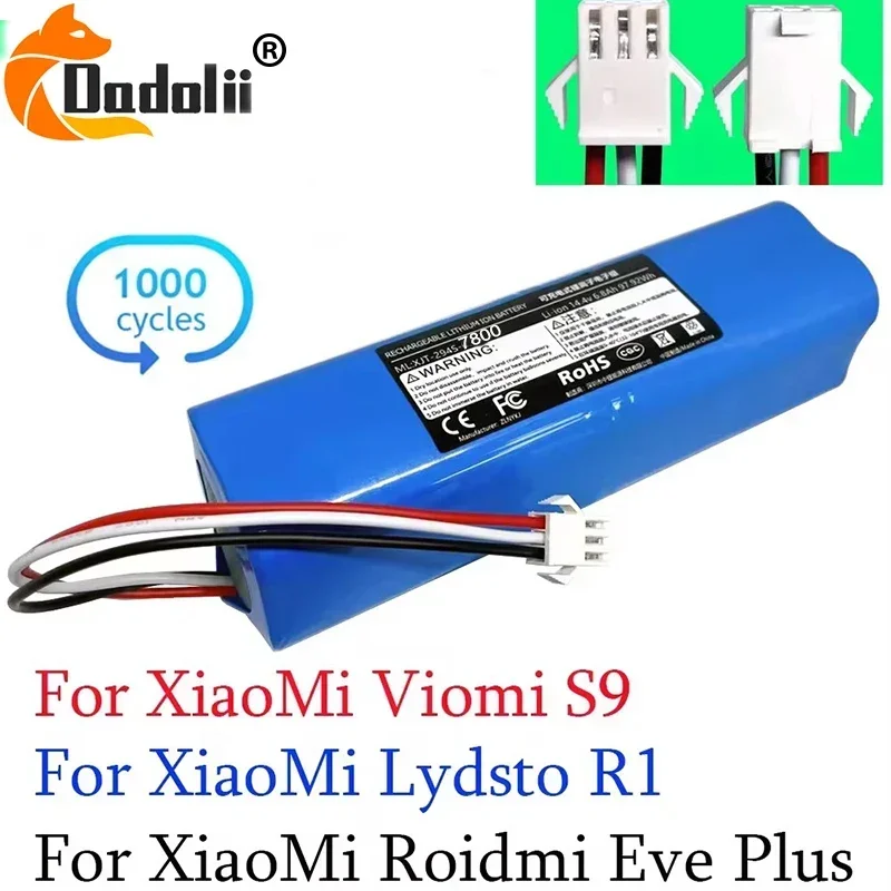 

Запасной аккумулятор для робота-пылесоса XiaoMi Lydsto R1 Roidmi Eve Plus Viomi S9, емкость 12800 мАч