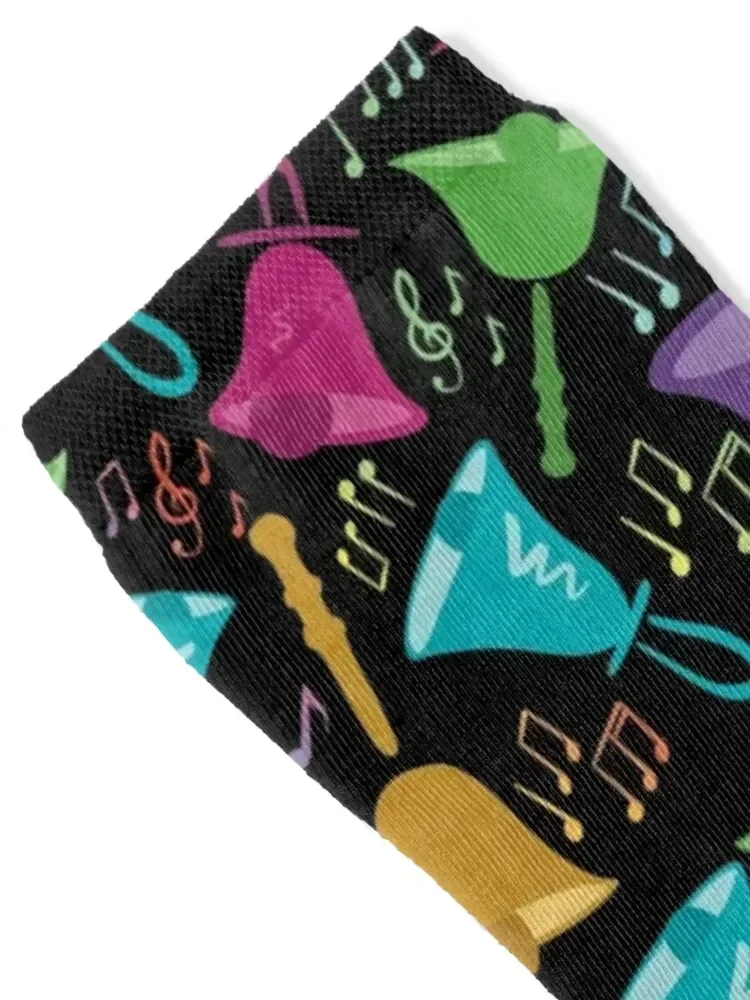 Colorful Handbells And Notes Pattern Socks floral essential Sports fashionable Socks For Girls Men's