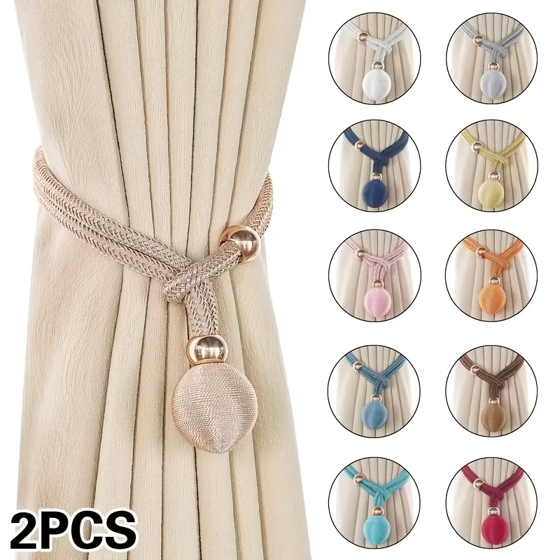 2-Pack Adjustable Luxury High-End French Round Curtain Tie, Adjustable Size Curtain Buckle, No Need to Drill Curtain Decorations