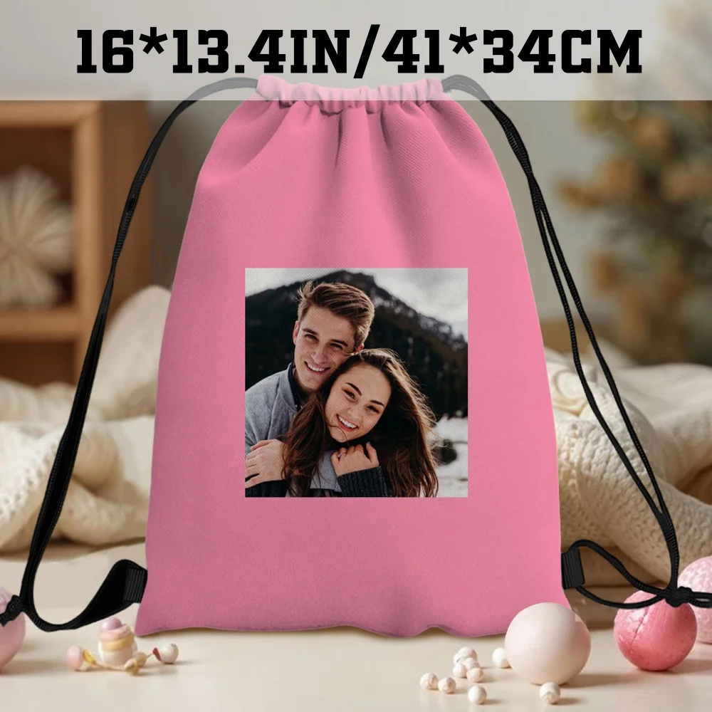 1Pc Personalized Custom Photo Drawstring Backpack - Travel, Sports Training Bag, Commemorative Gifts, Designed for Fitness Lover