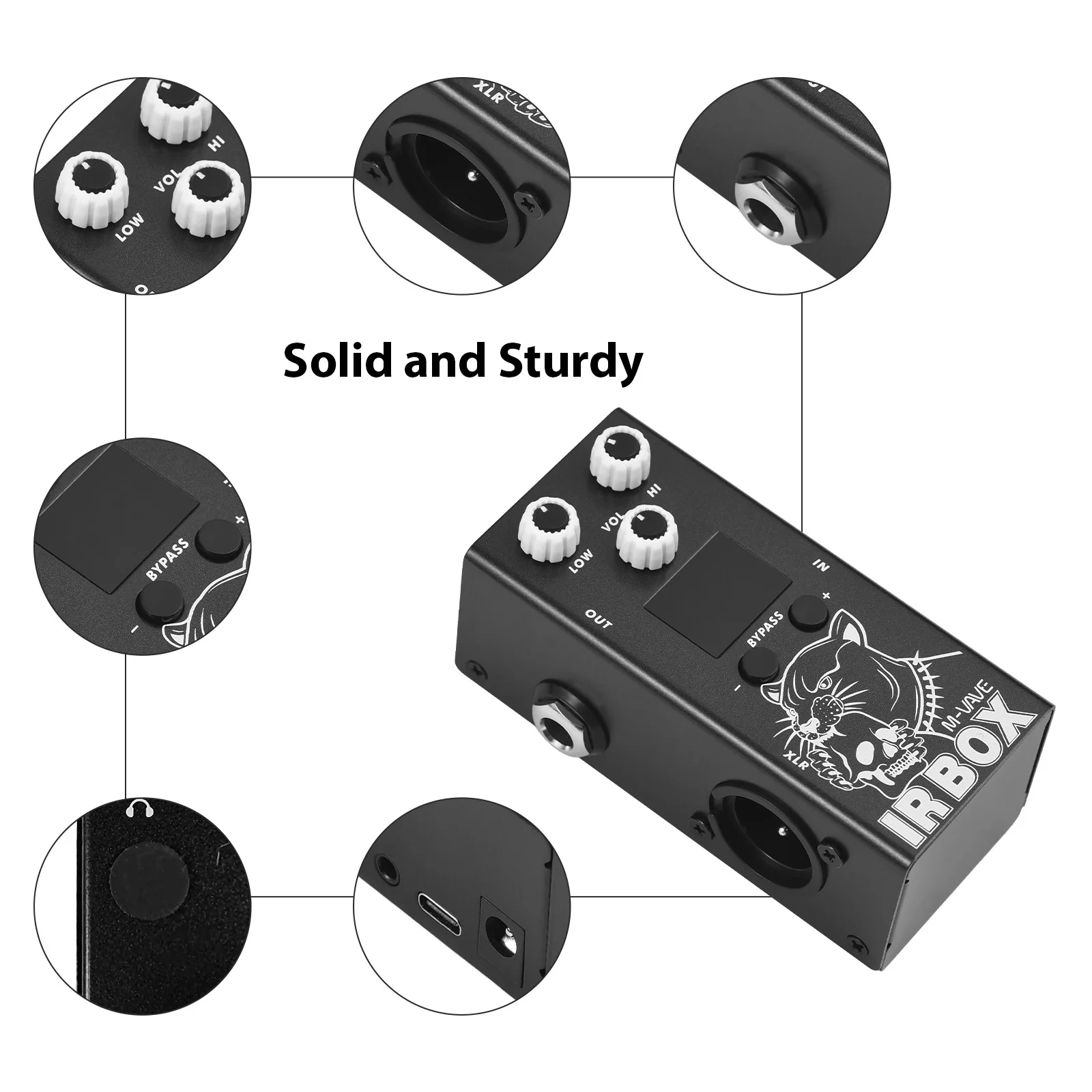 Guitar IR Box Effects Pedal with IR Cab Impulse Response Cabinets Speaker Simulator Input/Output Electric Guitar Effector