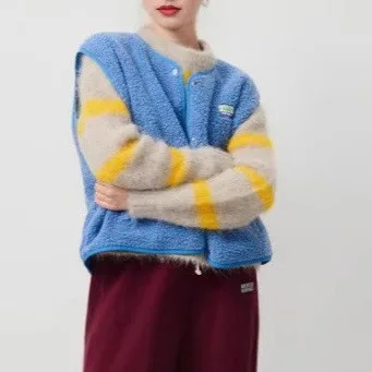 Colete de lã casacos femininos outono inverno jaqueta sem mangas pele quente casaco duplo breasted jaquetas ao ar livre solod outerwear caot