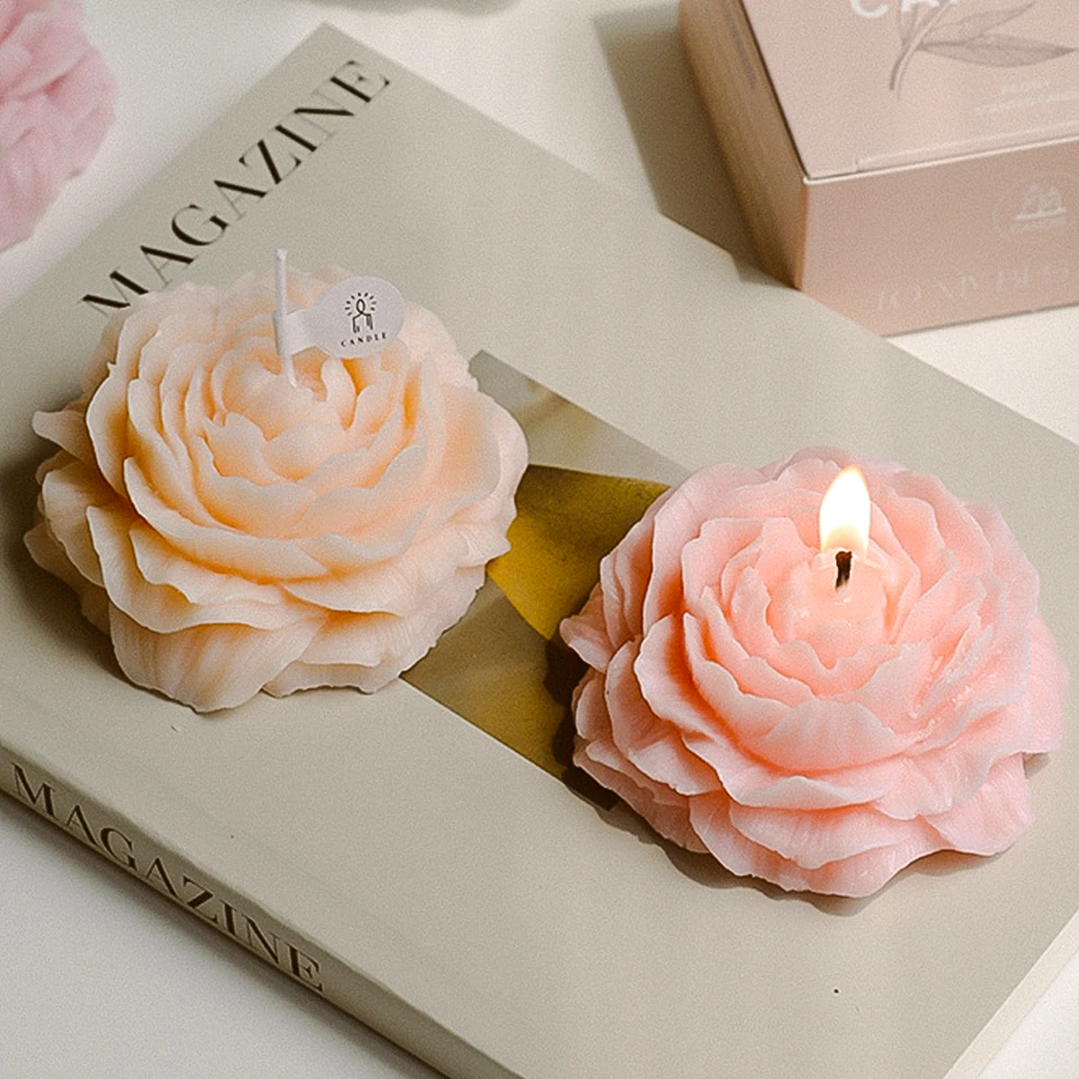 3D Peony Aromatic Candle Creative Flower Shape Aromatherapy Wedding Decor Gifts Box Valentine's Day Scented Souvenir Ornament