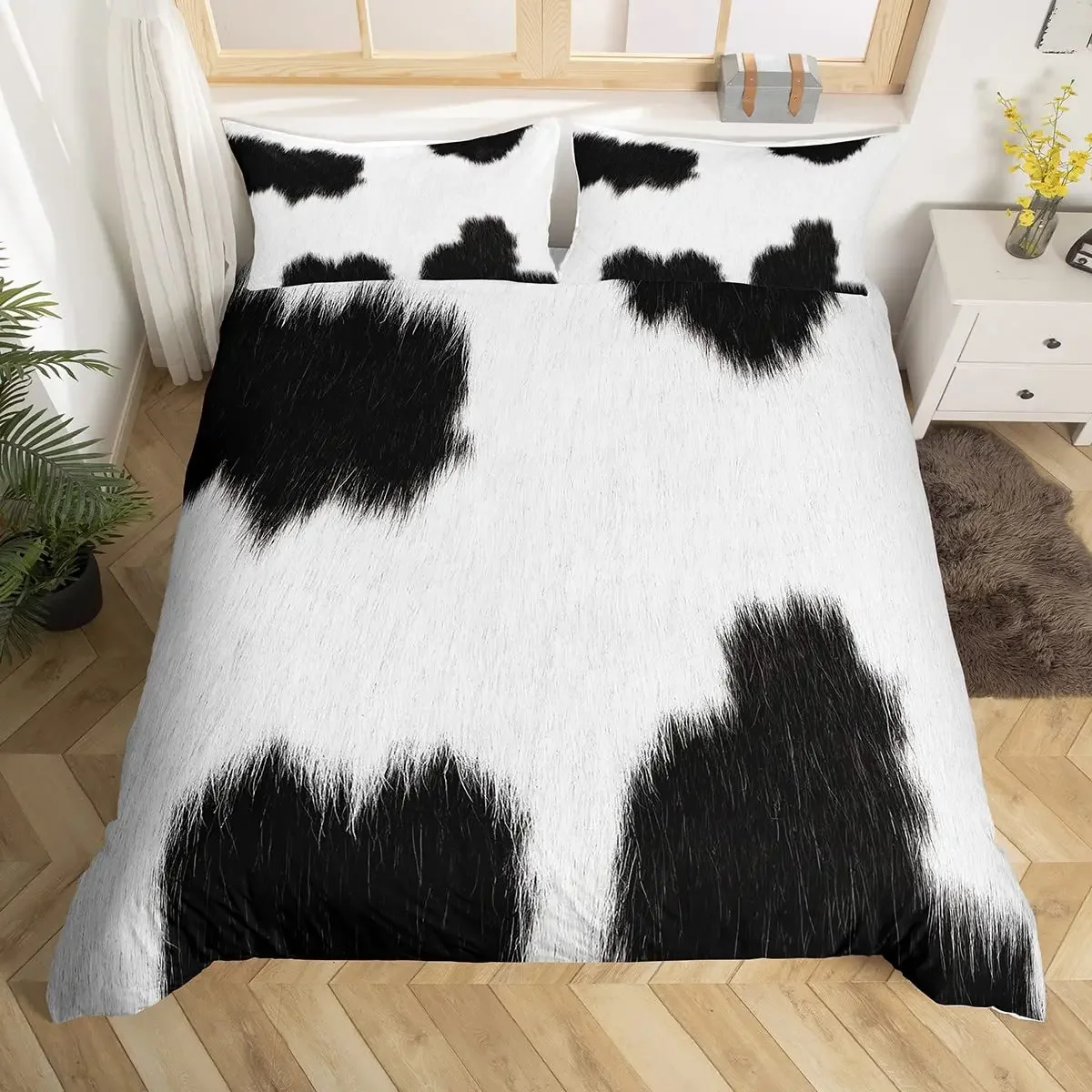 

Cowhide Bedding Set Patchwork Cow Print Comforter Cover Farm Animal Duvet Cover Western Cowboy Farmhouse Polyester Quilt Cover