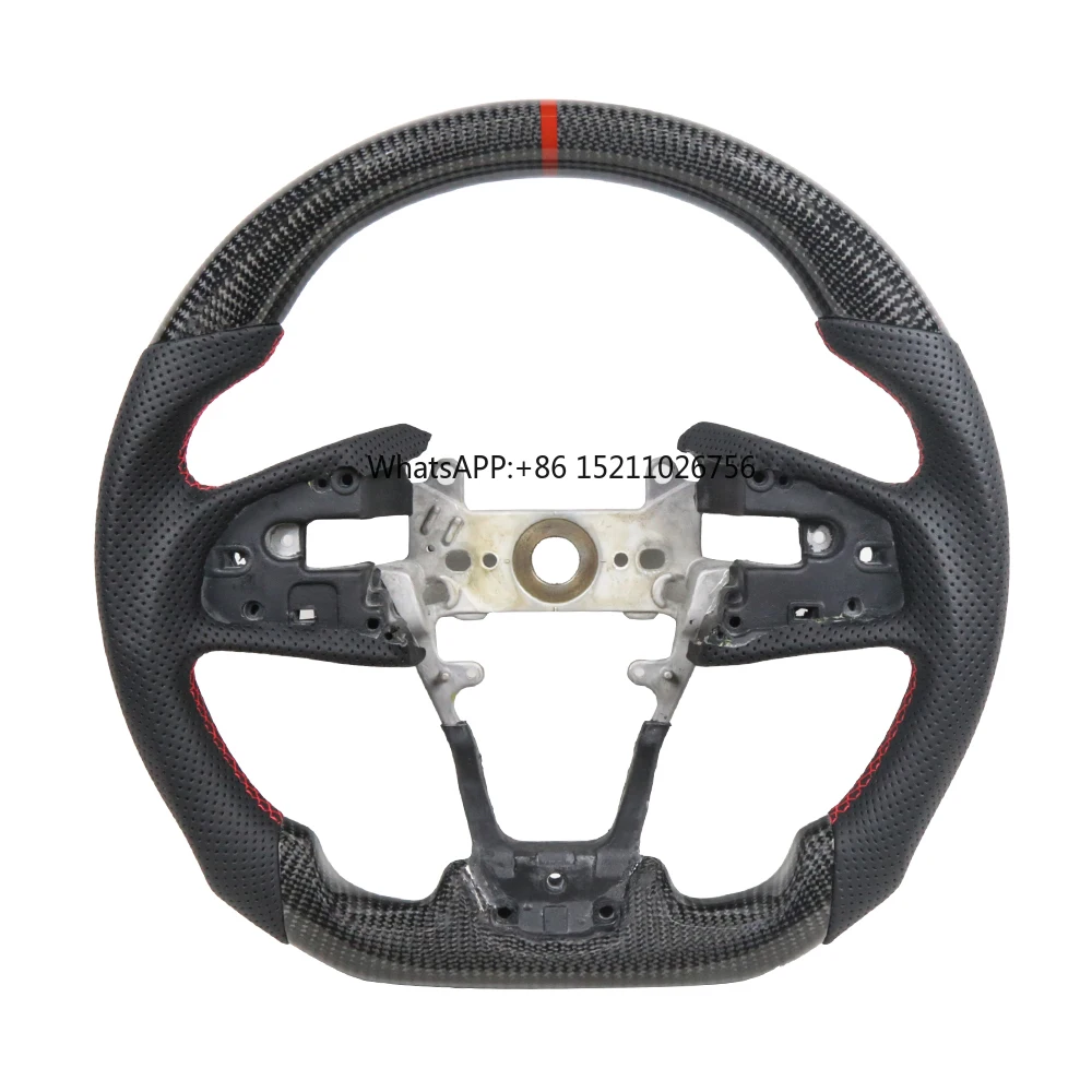 Steering Wheel Carbon Fiber Nappa Prefoed Leather Car Racing Steering Wheel Compatible For Honda Civic 2016-2021