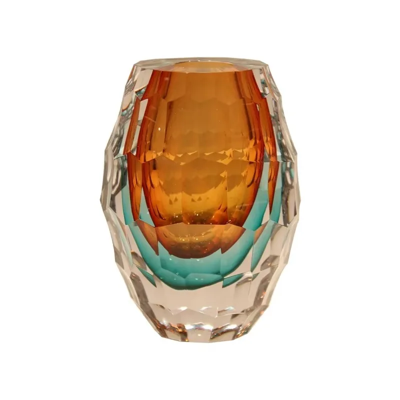 Modern luxury diamond faceted crystal vase living room dining table glass crystal vase decorative flower