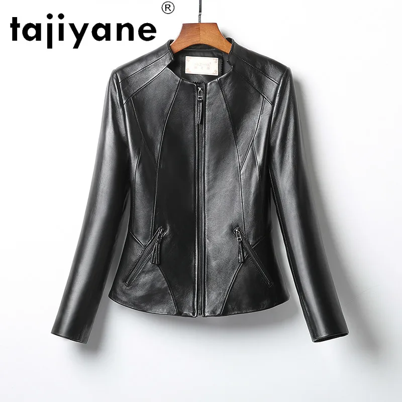 Tajiyane Echte Leren Jas Vrouwen Echte Schapenvacht Jassen Lente Black Coat Womens 100% Schapenhuid Jas Veste Femme TN1922