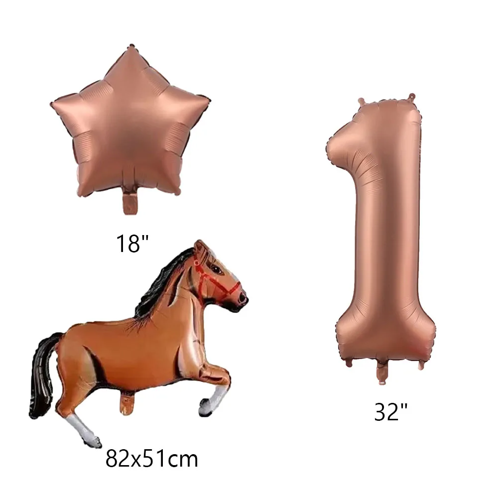 5pcs Horse Balloon Set 30inch Horse Shaped Balloons 32inch Number Balloon Star Balloon Racing Horse Themed Birthday Party Decors